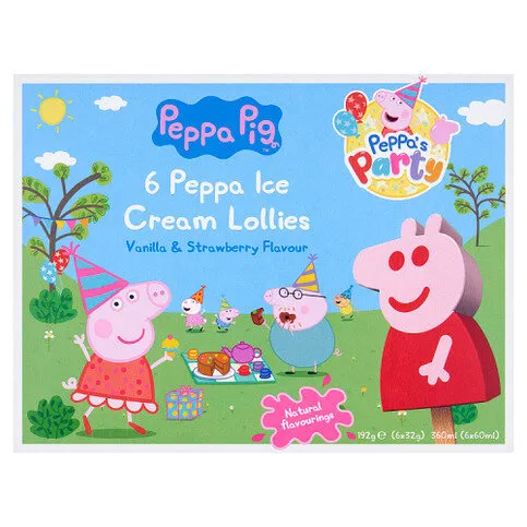 Peppa Pig Ice Cream Lollies Vanilla & Strawberry Flavour 6 x 32g (192g)