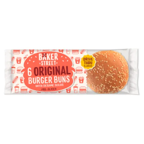 Baker Street Burger Buns with Sesame Seeds Pre-Sliced 6 Pack