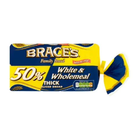 Braces  50% White & Wholemeal Thick Bread 800g