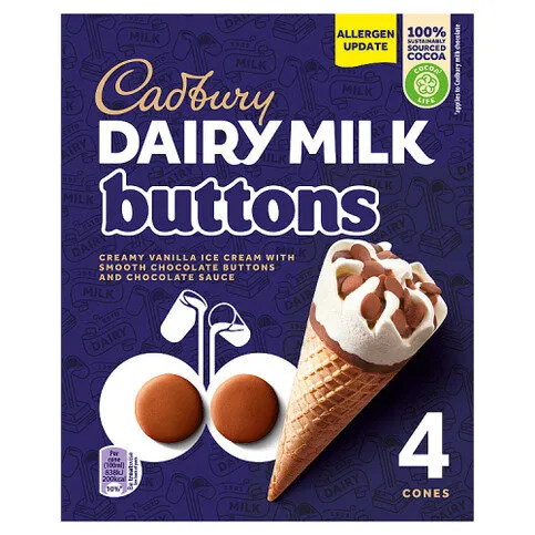 Cadbury Dairy Milk Buttons 4 x 100ml  ##(ICE CREAM)##