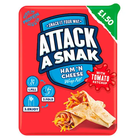 Attack a Snak Ham 'n Cheese Wrap Kit 86g