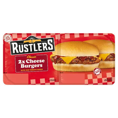 Rustlers Classic Cheese Burgers (Twin Pack)  222g