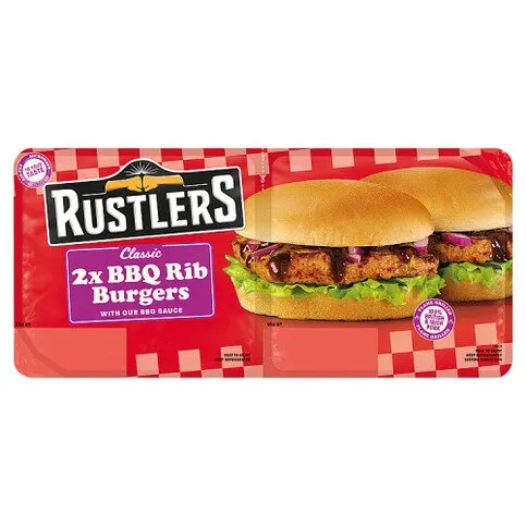 Rustlers Classic BBQ Rib Burgers 244g(Twin Pack)