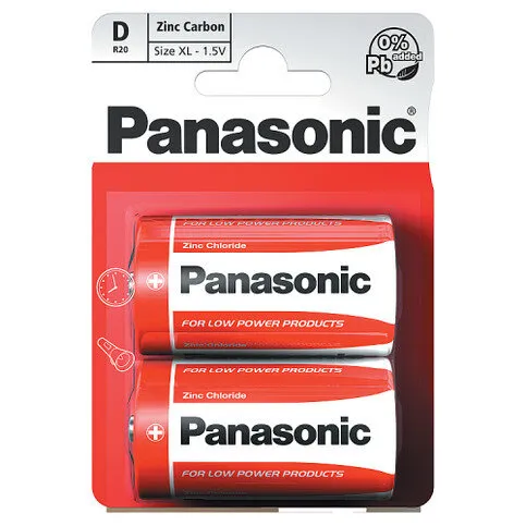 Panasonic D 1.5V Batteries x 2pk